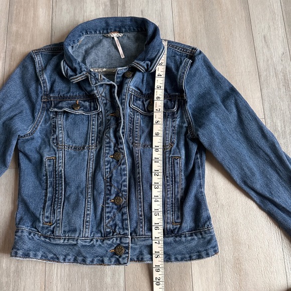 Free People Denim Jacket Womens S Western Boho Farmer Spring Blue Jean Festival - Picture 4 of 5